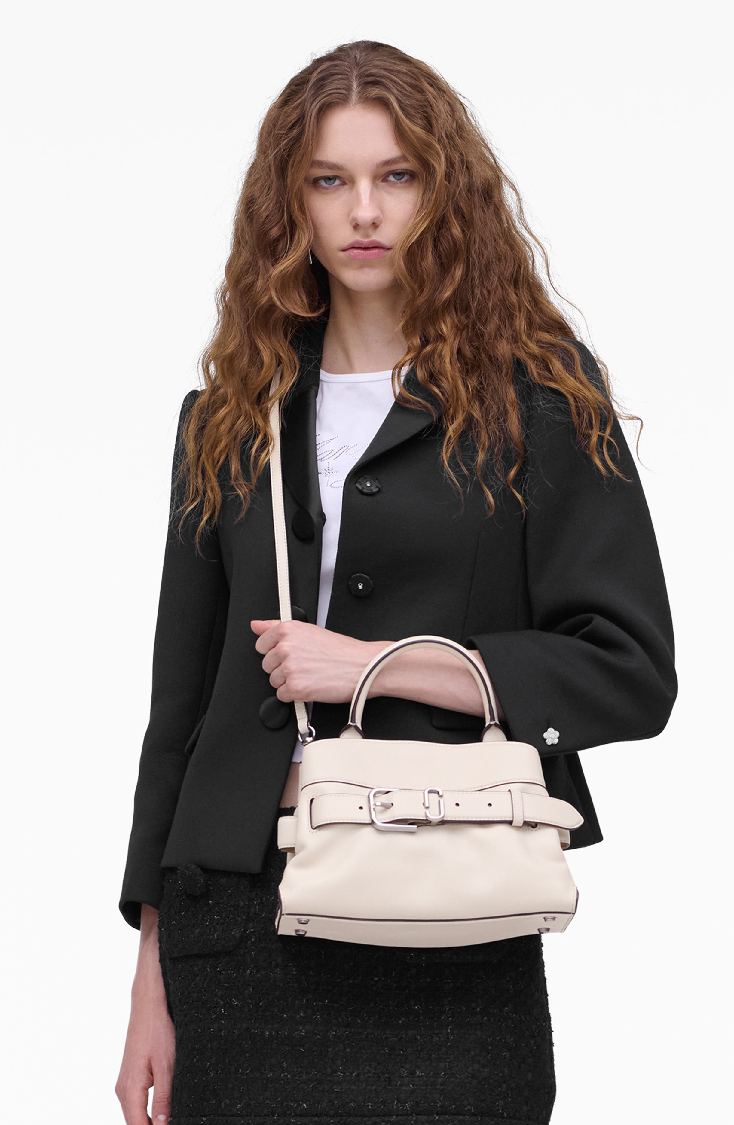 Dakota Small Leather Satchel, Alternate, color, CLOUD WHITE