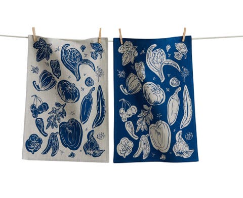 Canyon Print Veggies Dishtowel S/2 Midbl Midnight Blue Cotton Everyday