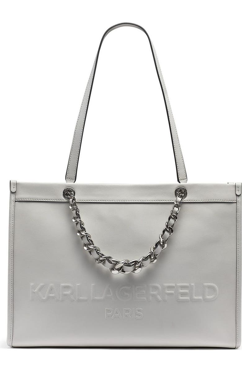 KARL LAGERFELD PARIS Savoie Tote, Main, color, Wntr Wht/Silvr