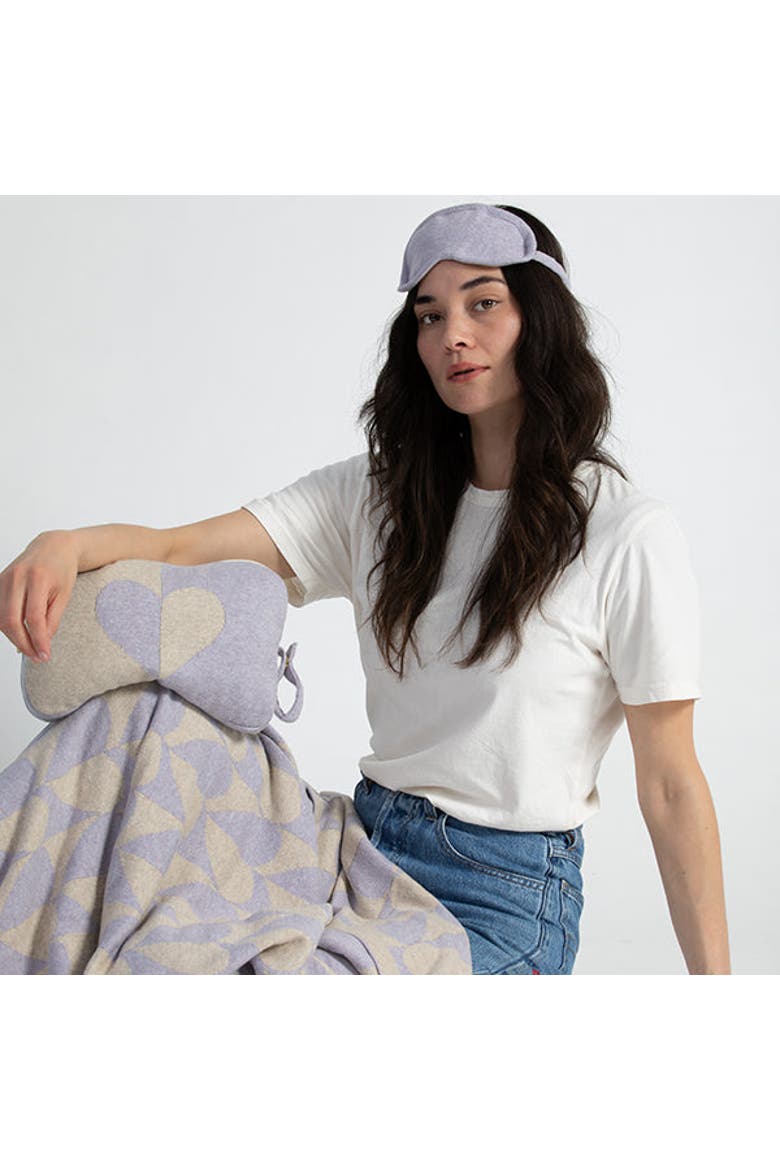 Amore Organic Cotton Travel Blanket and Eye Mask Set, Alternate, color, Lavender