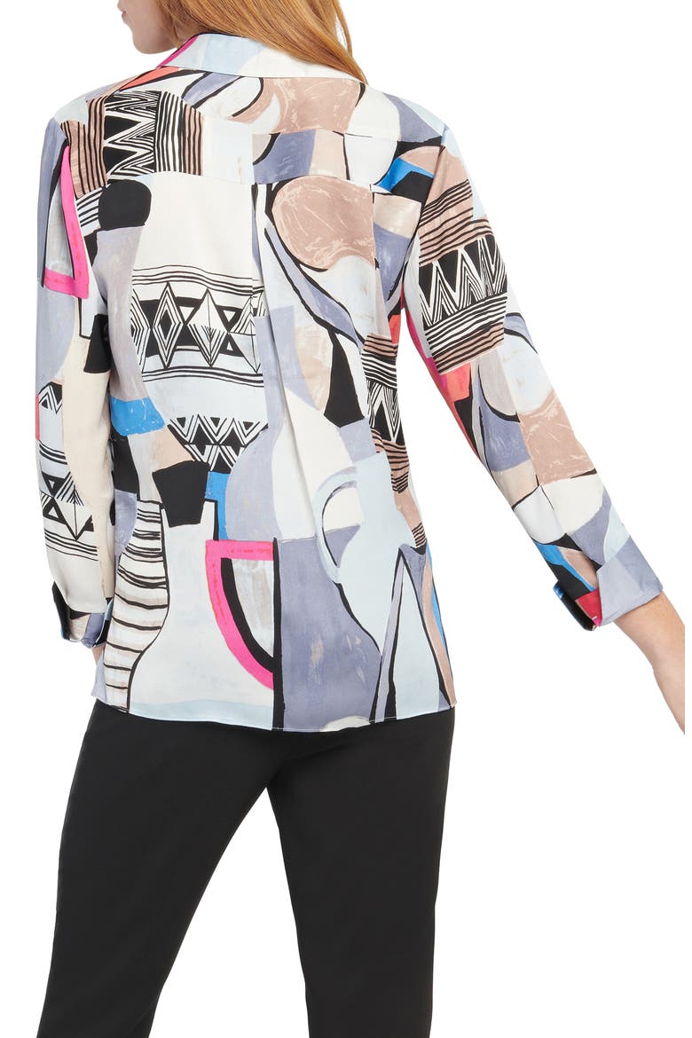 Pottery Print Button Front Shirt, Alternate, color, BLUE MULTI