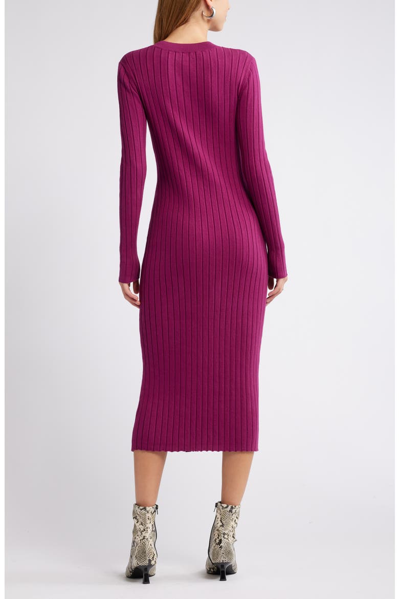 Women's Button Sweater Midi Dress, Alternate, color, PURPLE MAGENTA