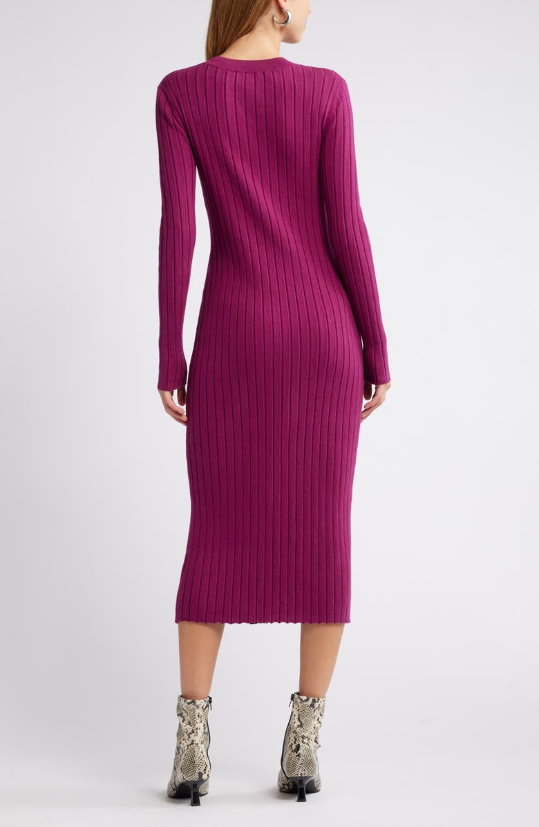 Open Edit Women's Button Sweater Midi Dress, Alternate, color, Purple Magenta