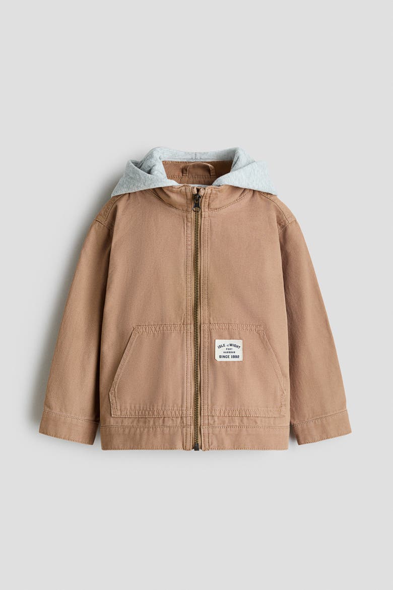 Hooded Canvas Jacket, Main, color, Dark beige