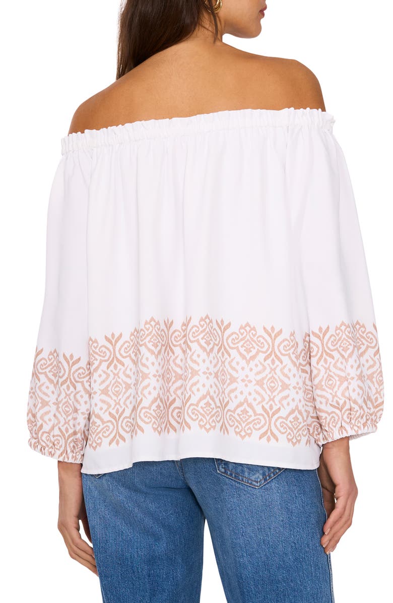Vince Camuto Border Print Off the Shoulder Top, Alternate, color, 
