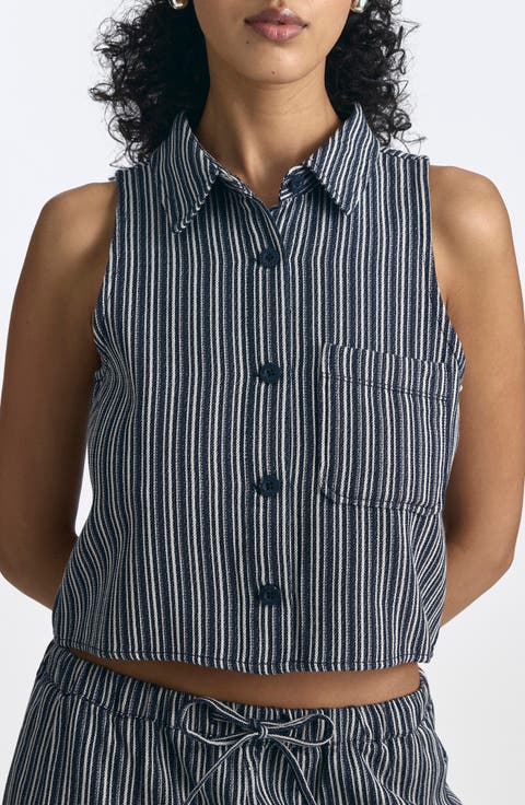 Sleeveless Button-Up Shirt