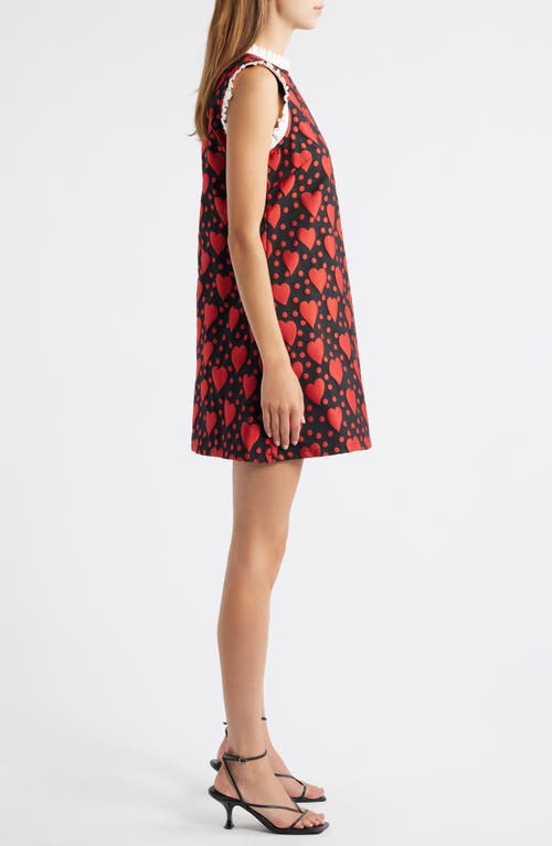 Sister Jane Mon Coeur Frill Jacquard Minidress In Red