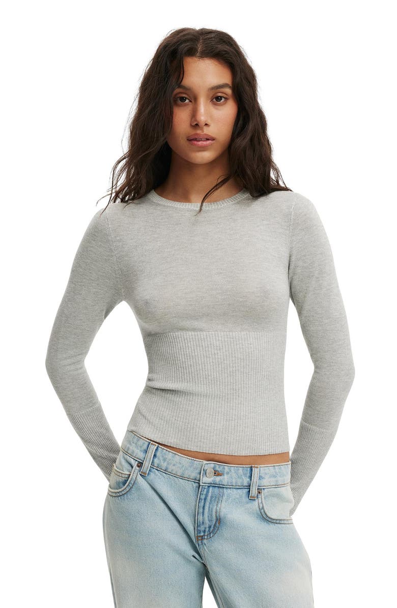 Cotton On Women's Close Knit Crew Top, Main, color, Grey Marle