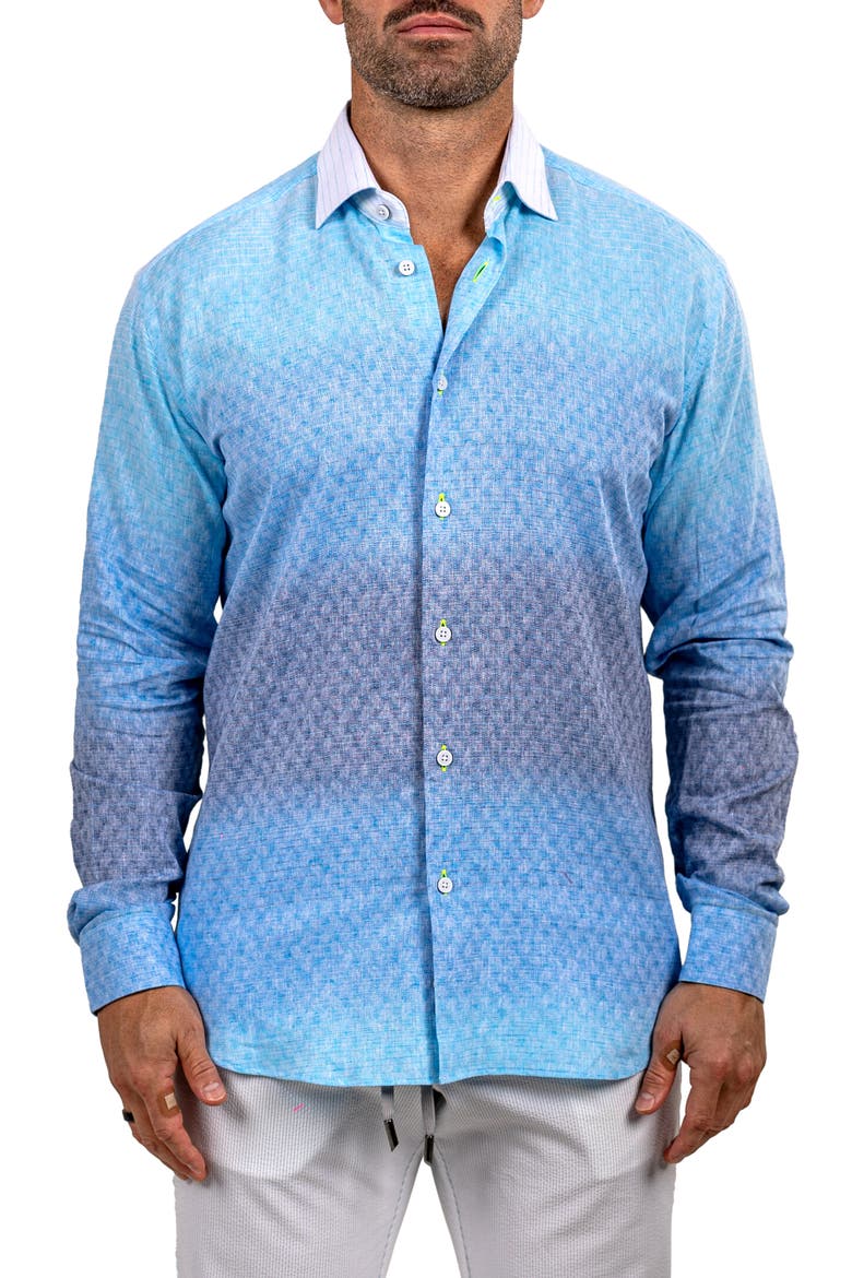 Fibonacci Marthy Contemporary Fit Button-Up Shirt, Main, color, BLUE