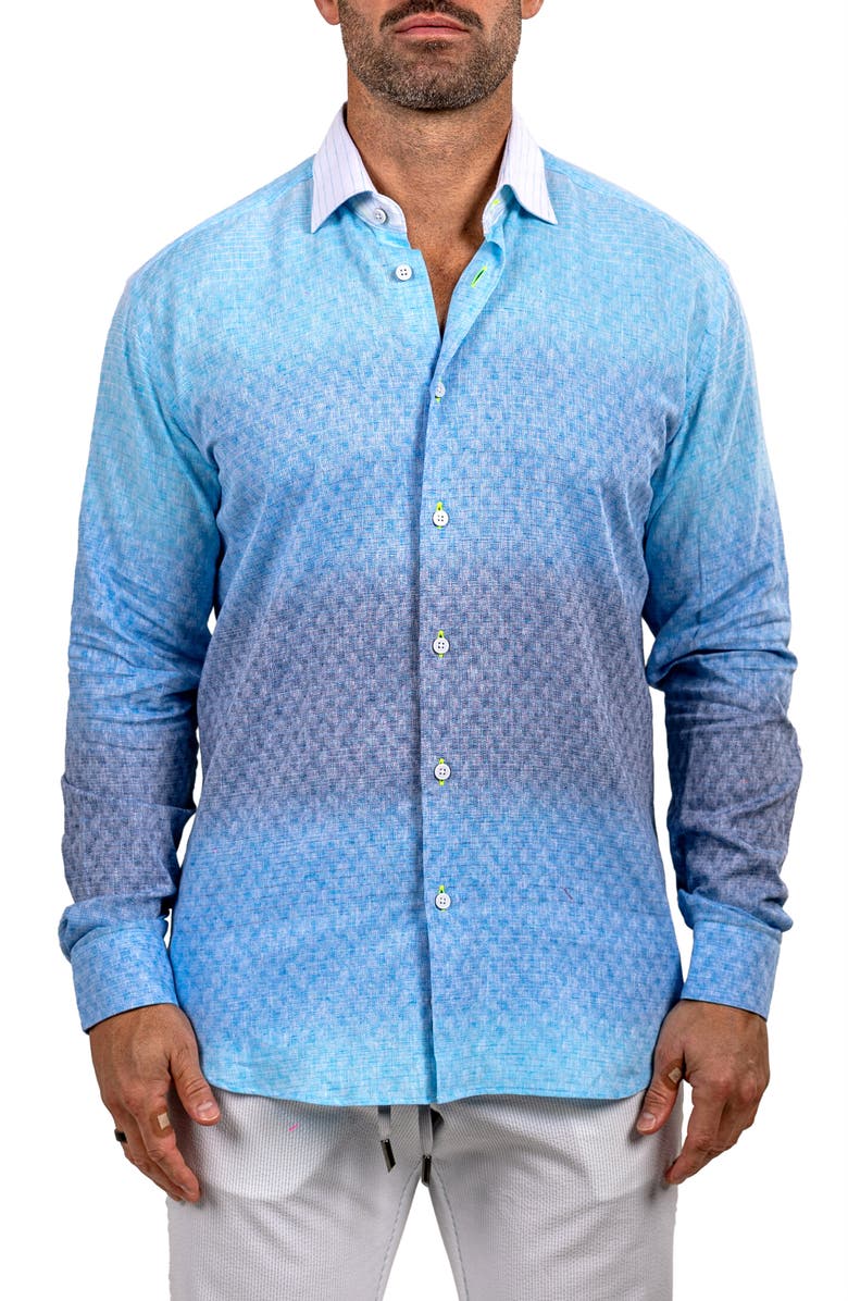 Maceoo Fibonacci Marthy Contemporary Fit Button-Up Shirt, Main, color, Blue