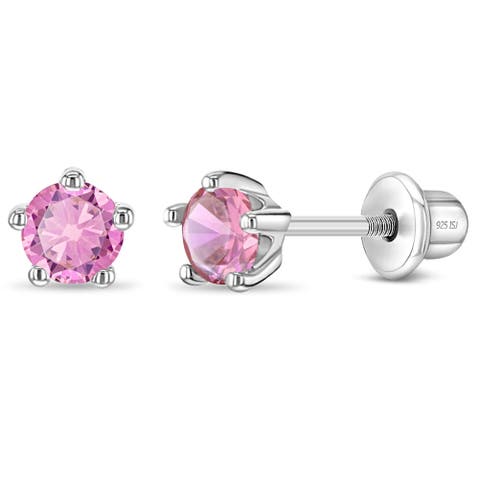 Classic Cubic Zirconia Birthstone Solitaire Earrings