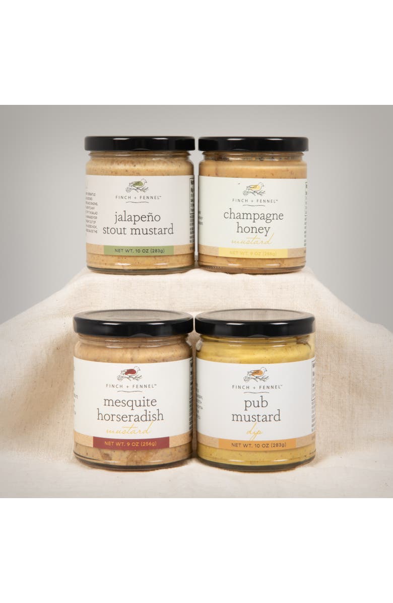 Finch + Fennel 4 Piece Son of a Mustard Sampler Pack Gift Box, Main, color, Brown