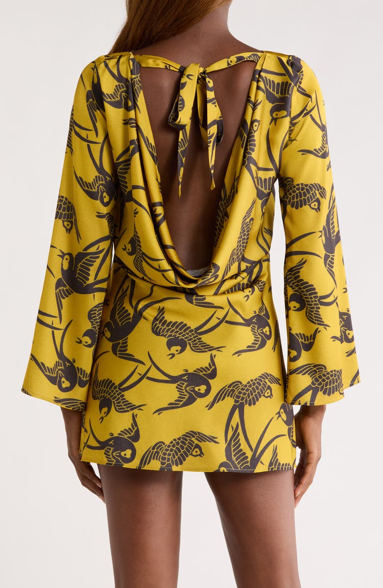 KILO BRAVA Cowl Back Long Sleeve Minidress, Alternate, color, Antique Swallows