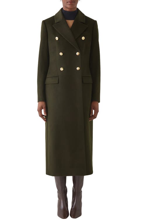 Lk Bennett Natalia Fitted Double Breasted Wool Coat In Green