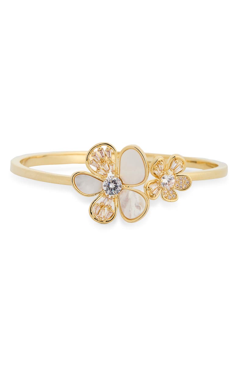 EYE CANDY LOS ANGELES Shaila CZ Flower Cuff Bracelet, Main, color, Gold
