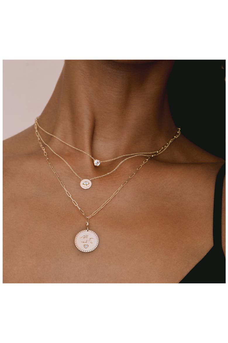 Marquise Diamond Coin Pendant Necklace, Alternate, color, 14K YELLOW GOLD