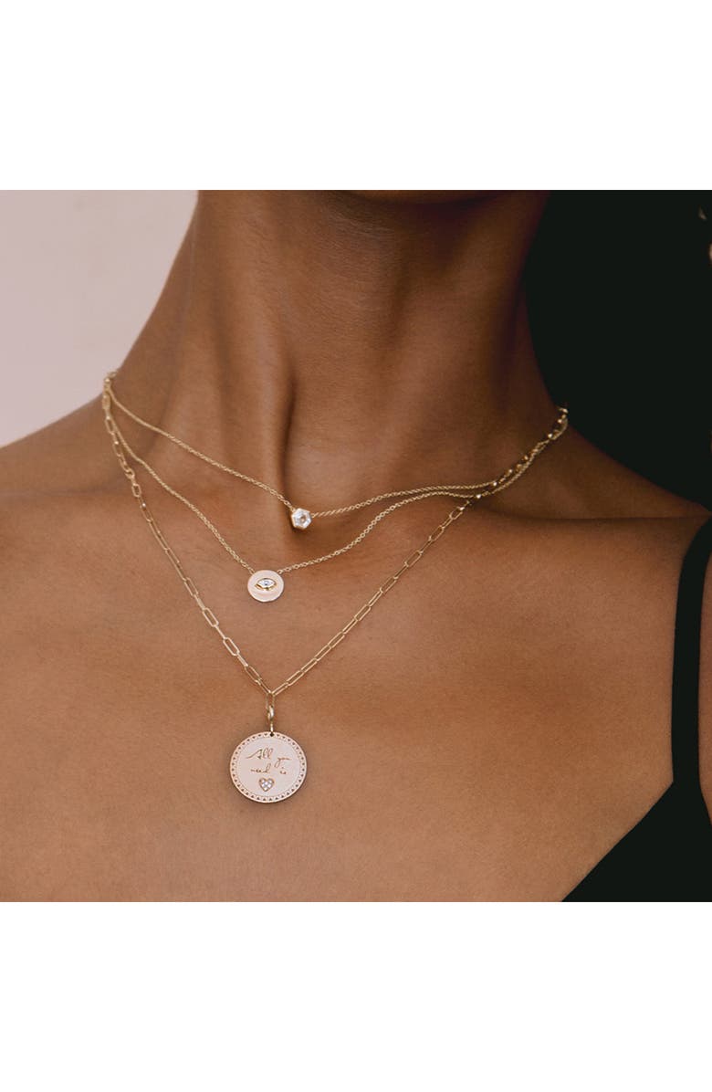 Zoë Chicco Marquise Diamond Coin Pendant Necklace, Alternate, color, 14K Yellow Gold