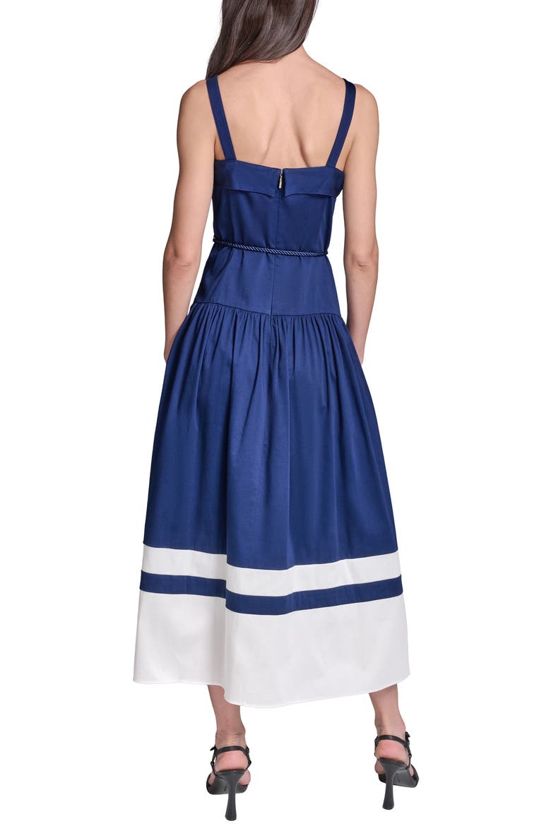 Contrast Border Midi Dress, Alternate, color, MARITIME/ SOFT WHITE