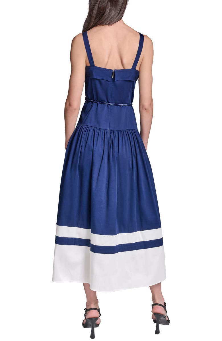 KARL LAGERFELD Contrast Border Midi Dress, Alternate, color, Maritime/ Soft White