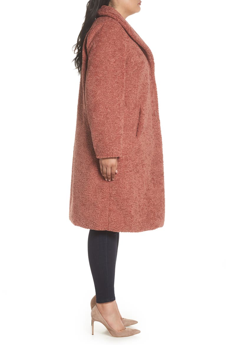 Faux Fur Coat, Alternate, color, ROSE