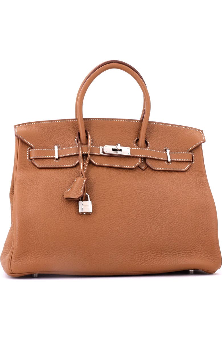 Pre-Owned Hermes Birkin Handbag Brown Togo with Palladium Hardware 35, Alternate, color, Gold