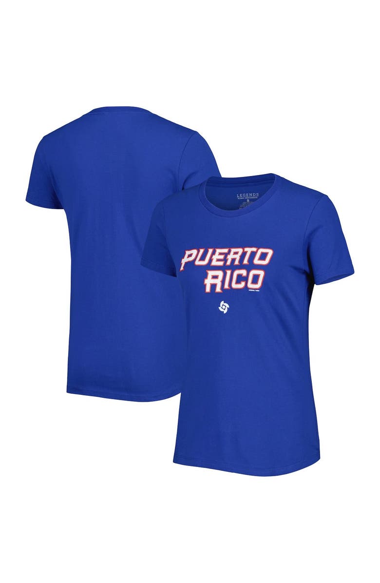 Legends Merchandise Women's LEGENDS Royal Puerto Rico Baseball 2023 World Baseball Classic Country T-Shirt, Main, color, 