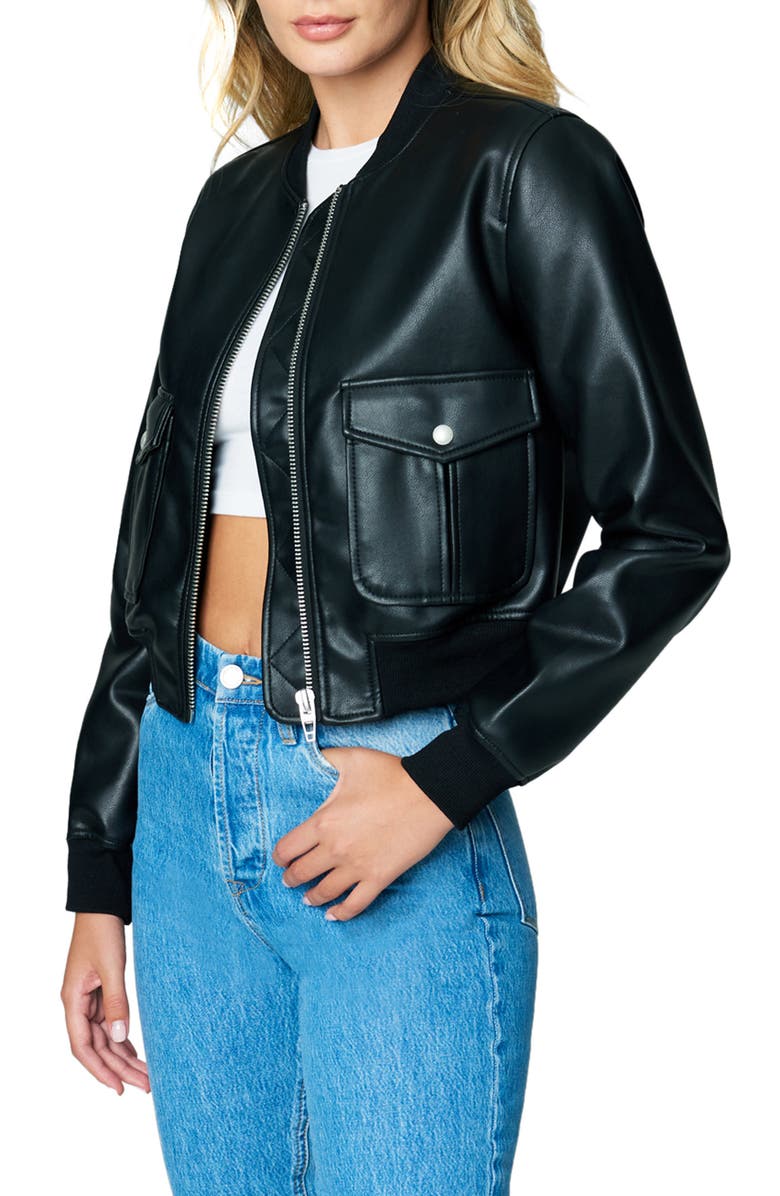 BLANKNYC Faux Leather Bomber Jacket, Alternate, color,