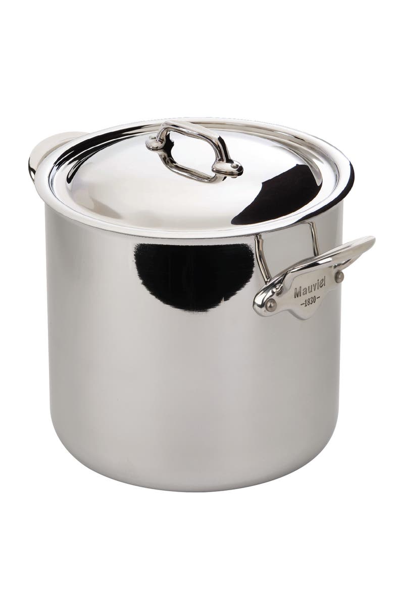 Mauviel M'Cook 9.1 qt. Ferritic Steel Magnetic Stock Pot with Lid, Main, color,