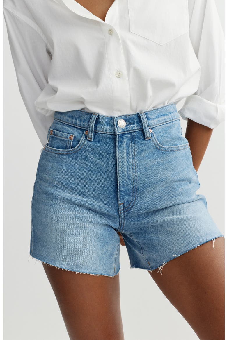 Zoie High Rise Raw Hem Relaxed Denim Shorts, Alternate, color, CRUISE