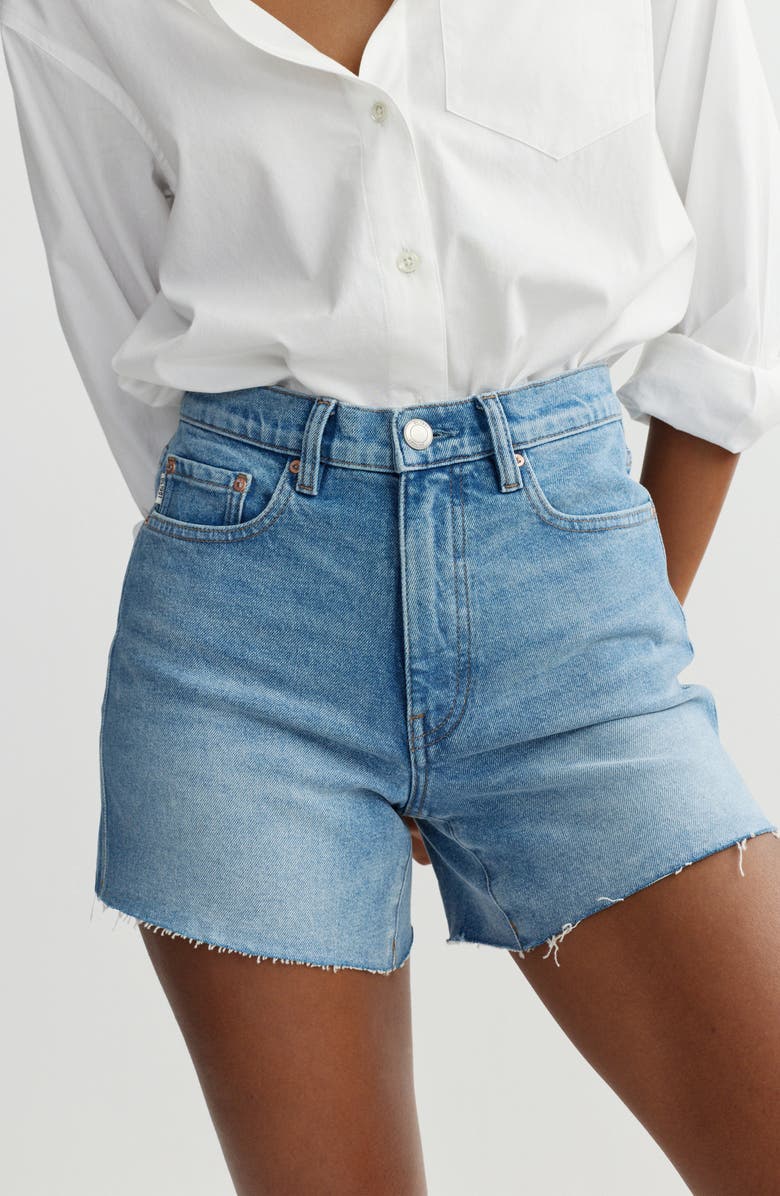 DL1961 Zoie High Rise Raw Hem Relaxed Denim Shorts, Alternate, color, 