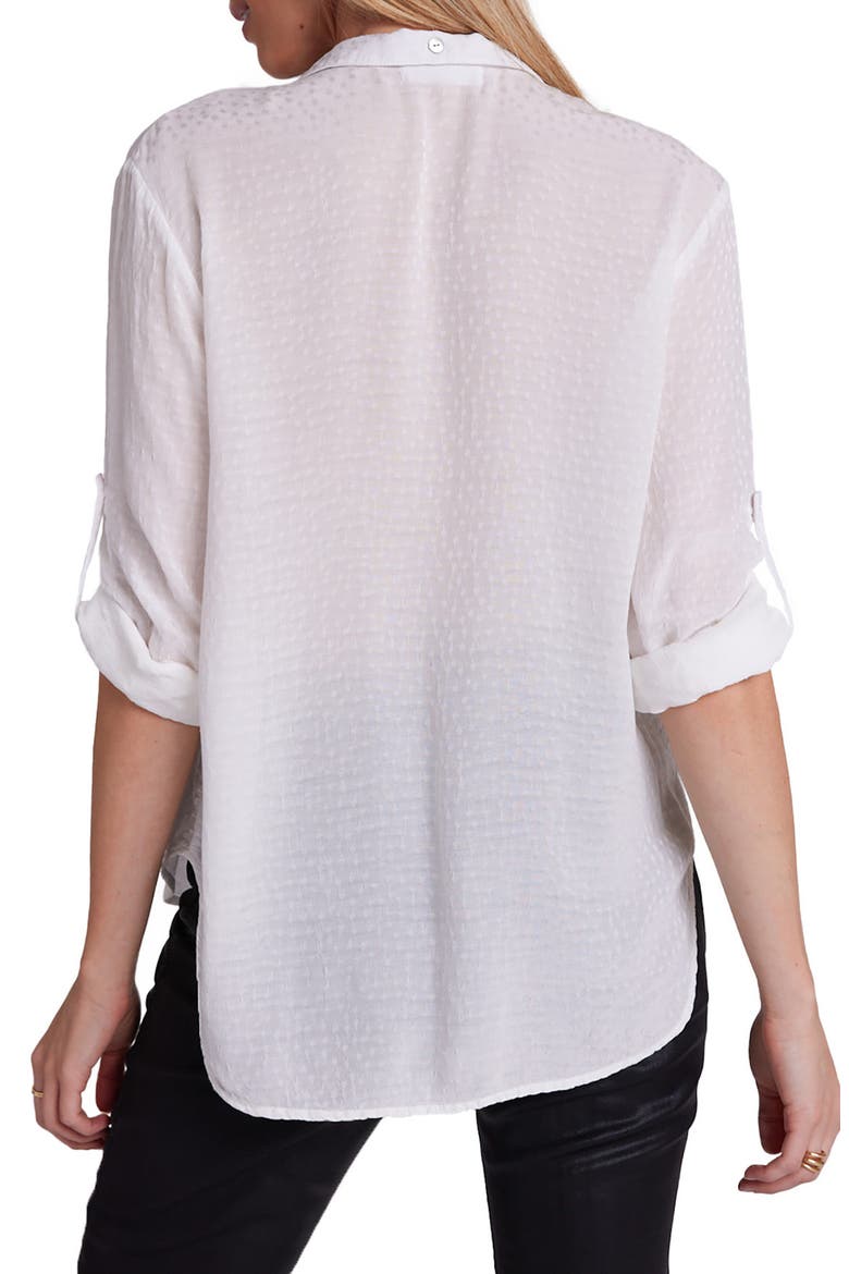 Capri Jacquard Dot Button-Up Shirt, Alternate, color, WINTER WHITE