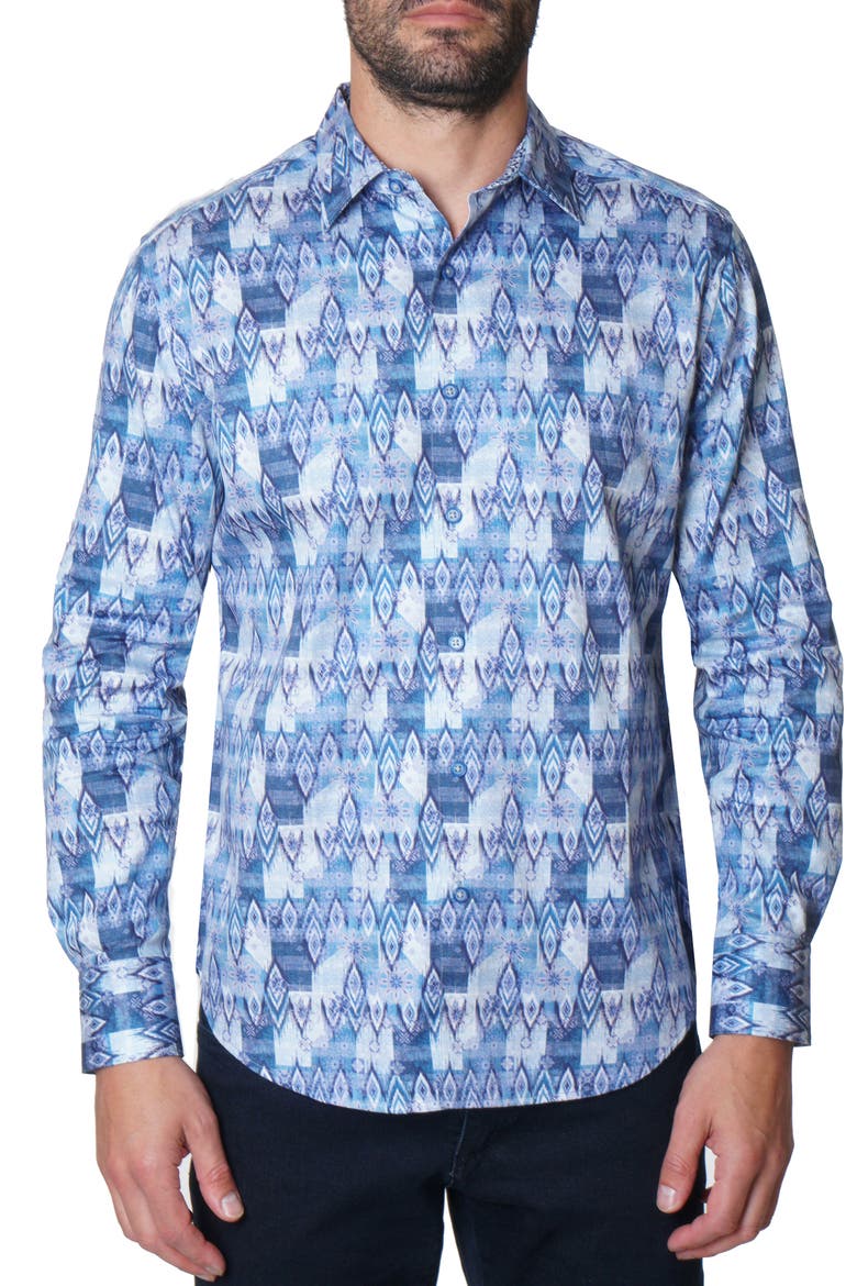 Diamond Print Button-Up Shirt, Main, color, MULTI