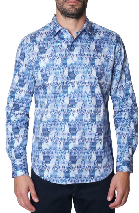 Diamond Print Button-Up Shirt