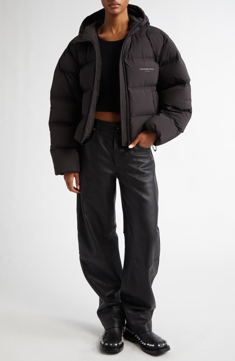 Alexander Wang Crop Hooded Down Puffer Jacket, Alternate, color, 