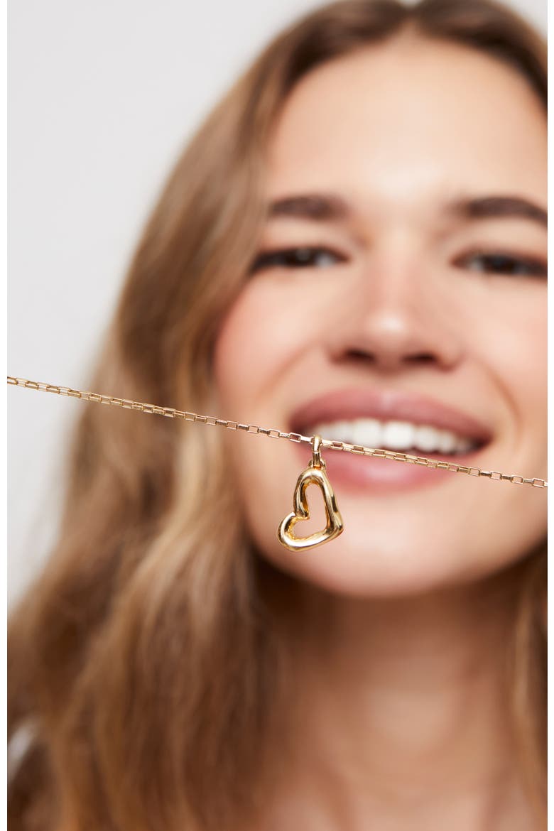 18K Gold-Plated Charm with Large Heart Shape, Alternate, color, Gold