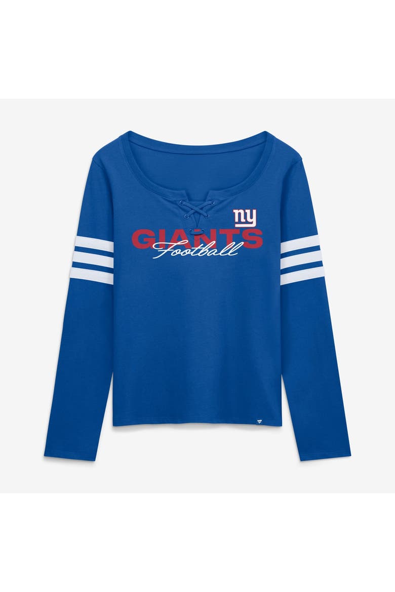 Women's Fanatics  Royal New York Giants Team First Coverage Scheme Lace-Up Long Sleeve T-Shirt, Main, color, Royal