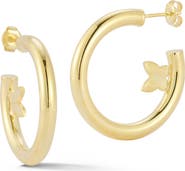 SPHERA MILANO 14K Gold Plate Sterling Silver Butterfly Hoop Earrings