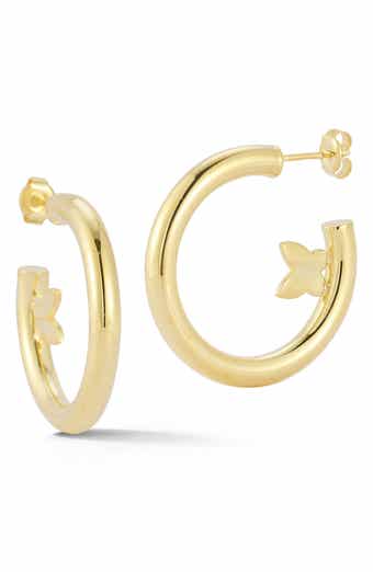 SPHERA MILANO 14K Gold Plate Sterling Silver Butterfly Hoop Earrings