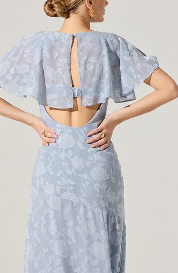 ASTR the Label Floral Flutter Sleeve Cutout Back Midi Dress