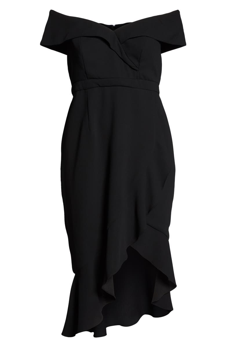 Xscape Evenings Xscape Off the Shoulder Ruffle Midi Dress, Alternate, color,