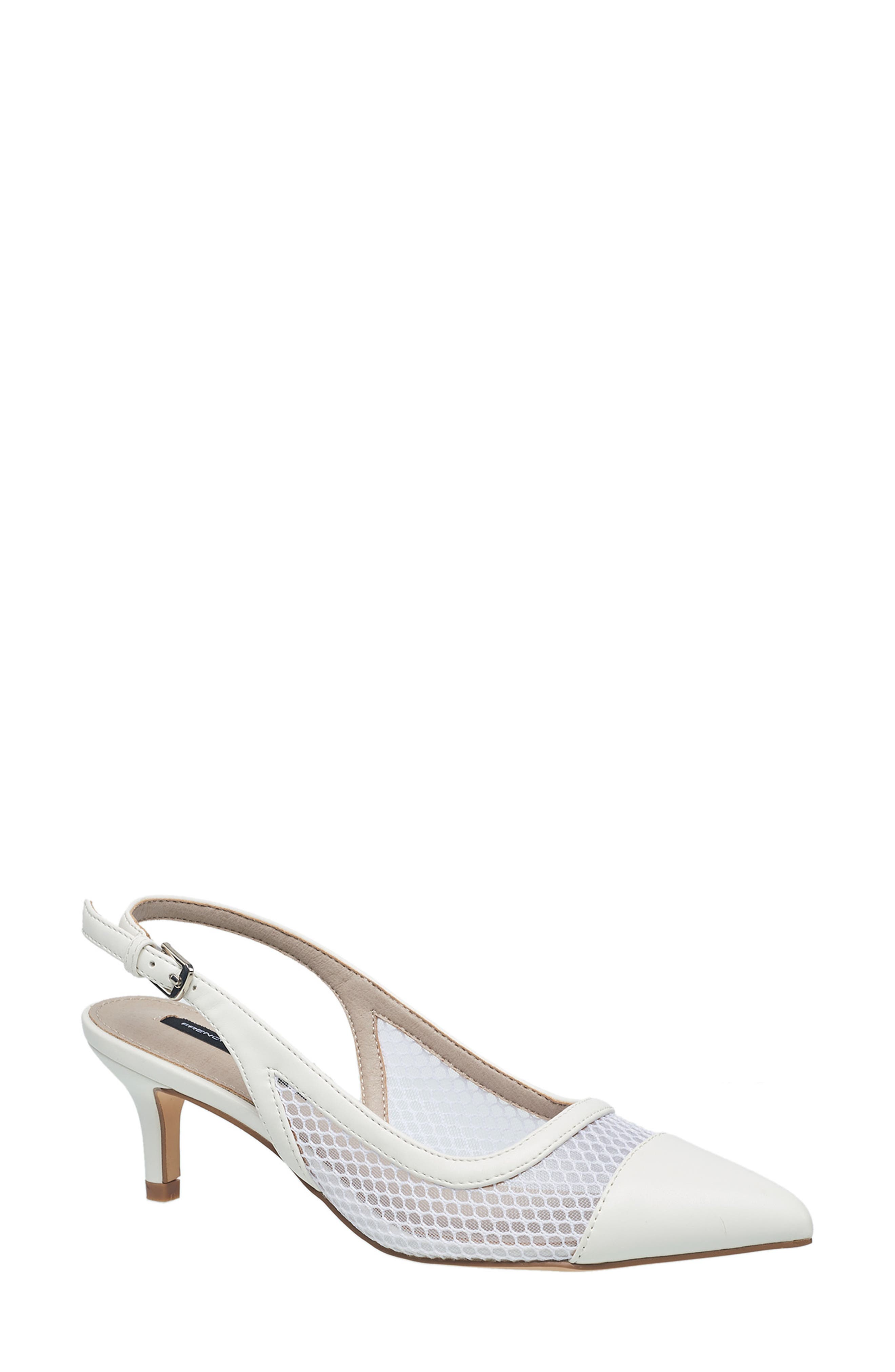 French Connection Sevra Mesh Slingback Pump, Main, color, White