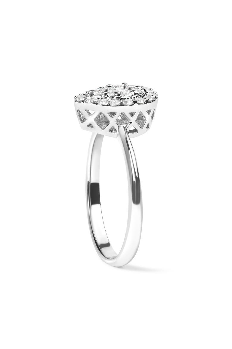 10K White Gold 3/8 Cttw Round-Cut Lab Grown Diamond Cluster Pear Promise Ring, Alternate, color, White