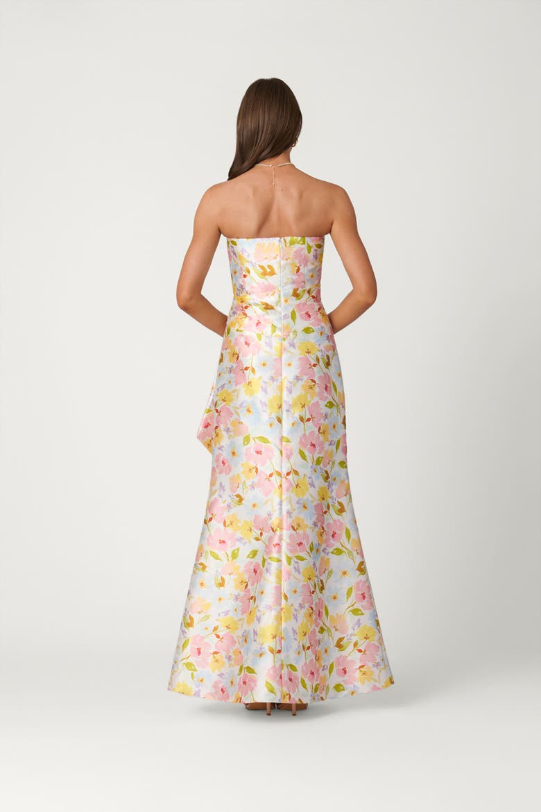 Midnight Hampton Floral Mikado Jill Dress, Alternate, color, Blush/Sky/Marigold