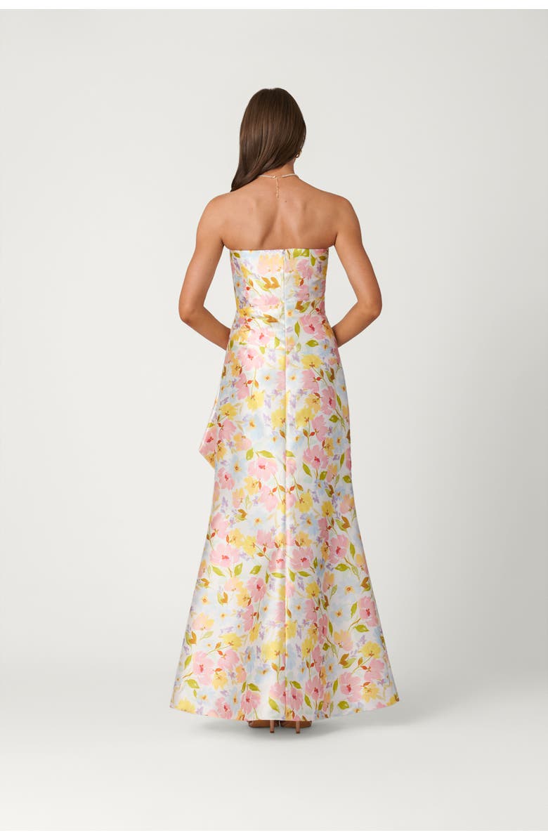Shoshanna Midnight Hampton Floral Mikado Jill Dress, Alternate, color, Blush/Sky/Marigold