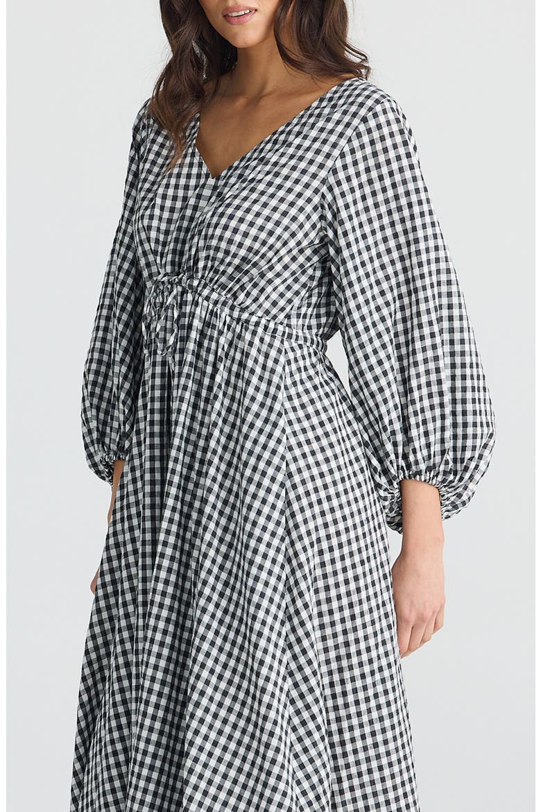 Sunshine Plaid Long Sleeve Maxi Dress, Alternate, color, BLACK