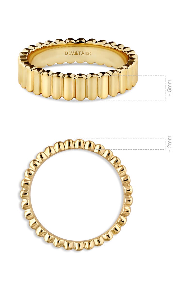 DEVATA Ribbed Band Ring in Gold Plated Sterling Silver, Alternate, color, Yellow Gold