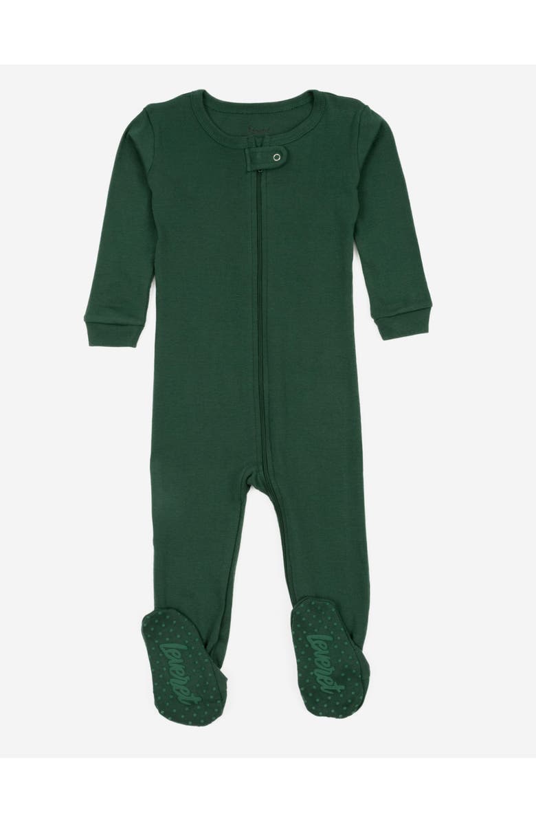 Leveret Footed Solid Cotton Matching Family Pajamas, Main, color, Uniform Green
