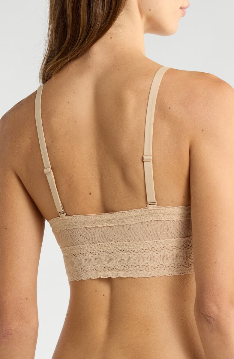 MeUndies Allover Lace V-Neck Bralette, Alternate, color, Latte Zebra