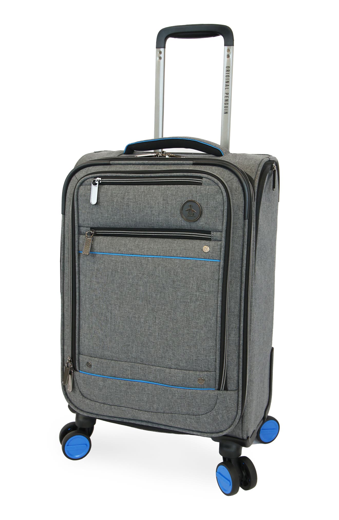 Original Penguin Havenport XL 3-Piece Softside Luggage Set, Alternate, color, Grey Crosshatch/ Blue