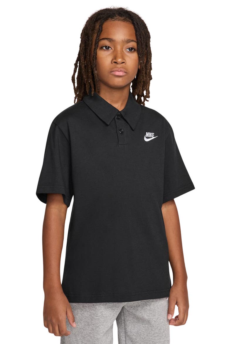 Kids' Sportswear Club Solid Cotton Polo, Main, color, BLACK/ WHITE